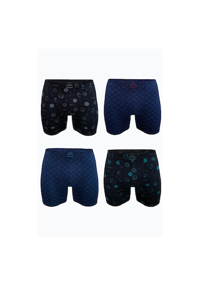 Malabadi Erkek Desenli 4 Lü Premium Collection Modal Uzun Boxer 4m250 Set-1