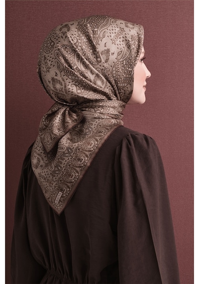 Armine İpek Eşarp 2027 Kış - 9631-86 Sütlü Kahve Sura