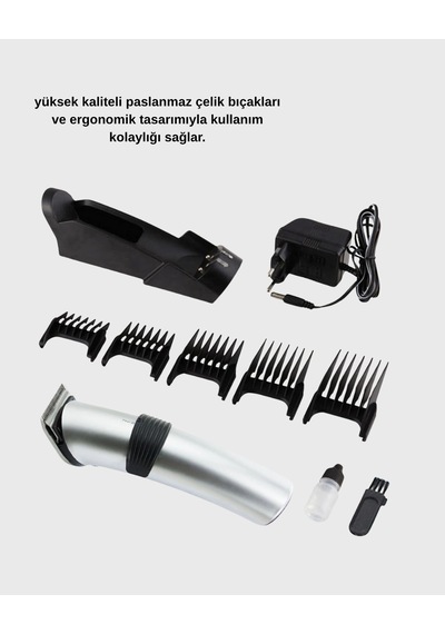 Ergonomik Şarjlı Saç Ve Sakal Kesme Makinesi 60 Dakika Kullanım 1 - 2 Saat