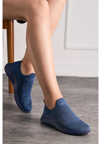 Günlük Unisex Sneaker Slip-on Nefes Alabilen Hafif Yürüyüş Bağcıksız Esnek Spor Ayakkabı 041f Indigo
