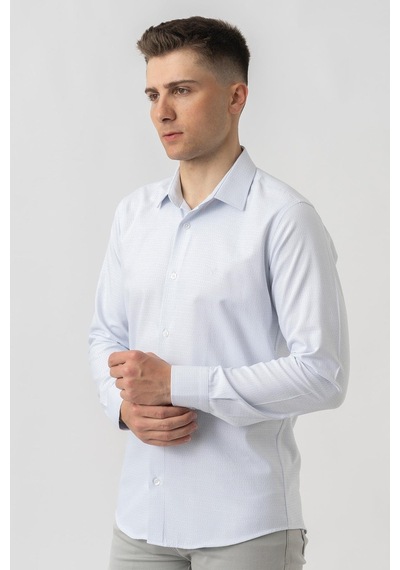 White Stone Aigle G17460 Regular Fit Armürlü Pamuklu Gömlek Mavi-mavi Mavi