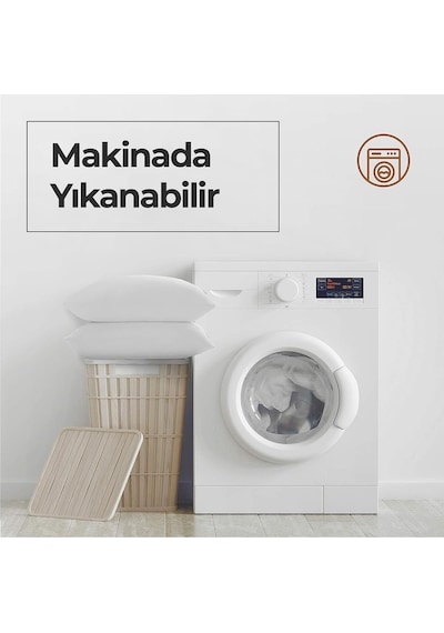 Elyaf Dolgulu 2 Adet Silikon Yastık 50x70 Cm Pamuk Antibakteriyel Otel Yastık Beyaz Yumuşak