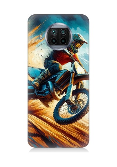 Xiaomi Mi 10t Lite Uyumlu Alevler Arasında Motosiklet Sıçrayışı Desenli Silikon Kılıf Çok Renkli