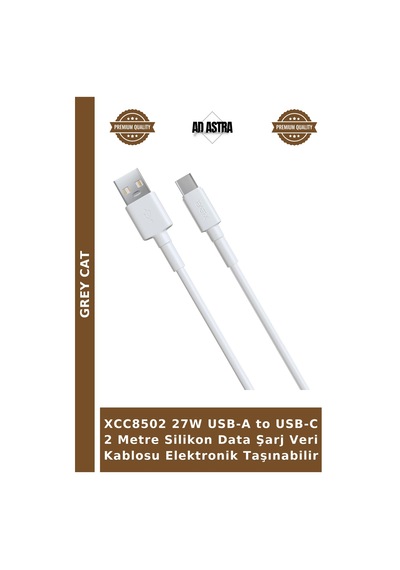 Xcc8502 27w Usb-a To Usb-c 2 Metre Silikon Data Şarj Veri Kablosu Elektronik Taşınabilir