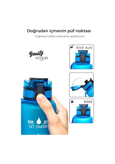 Su Matarası 1l - Bpa İçermez Tritan Motivasyonel Suluk - Okul - Spor - Kamp - Pro Matara Siyah Diğer