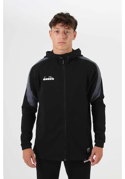 Diadora Satürn Kamp Eşofmanı Kapşonlu Tek Üst Siyah