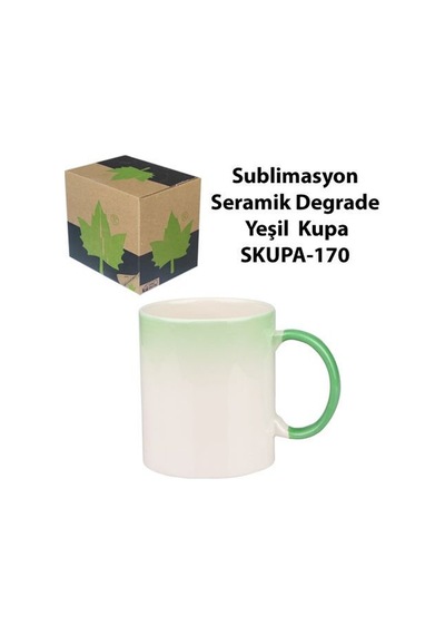 Sublimasyon Seramik Degrade Yeşil Kupa - Kutulu