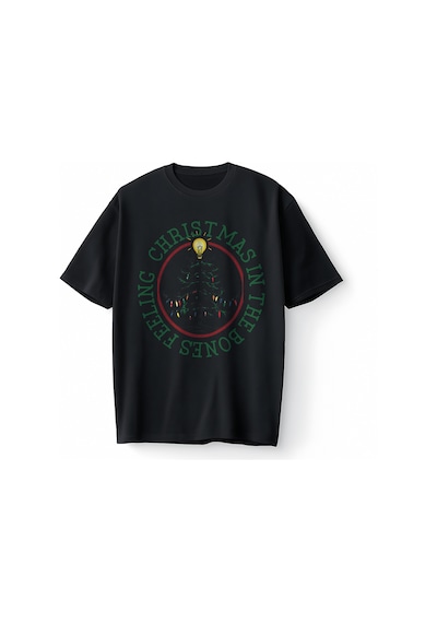 Bumeta Feeling Chiristmas İn The Bones Oversize Unisex Tişört T-shirt Siyah