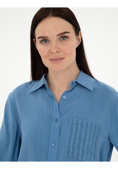Pierre Cardin Kadın İndigo Gömlek Desenli 50305757-vr028 Indigo