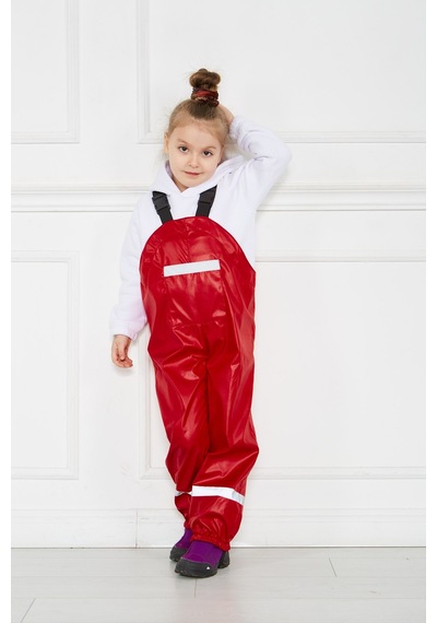 Gökçecik Tekstil Çocuk Yağmur Tulumu Kırmızı - Yağmur Pantolonu Unisex Kırmızı