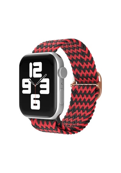 Newface - 664 - Apple Watch 38mm Star Kordon - - Edntrend - Zigzag Kırmızı-siyah