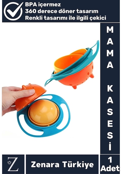 Premium Bpa Free Pratik Kolay Temizlenir Dönen Tasarım Eğlenceli Dökülmeyen Bebek Mama Kasesi Çok Renkli
