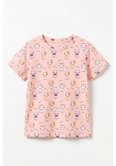 Öts Kız Çocuk Pamuklu Pijama Takımı Kısa Kol Uzun Alt Desenli Geniş Ve Rahat Kesim 474003 Renkli-3 Öts Kız Çocuk Pamuklu Pijama Takımı Kısa Kol Uzun Alt Desenli Geniş Ve Rahat Kesim 474003 Renkli-3
