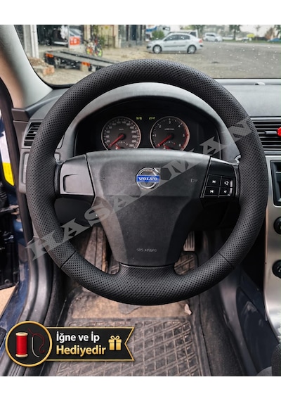 Volvo C70 Dikme Direksiyon Kılıfı Premium Komple Delikli Deri Siyah Dikiş 2006-2013