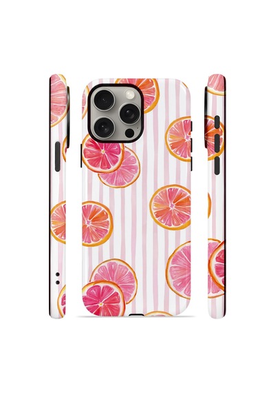 Apple iPhone Uyumlu 15 Pro Max Vorian Çift Katmanlı Magsafe Kılıf Pink Grapefruit Garden