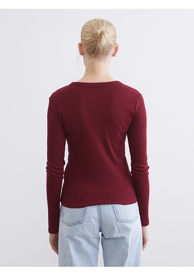 Lcw Everyday Bordo Bisiklet Yaka Fitilli Kadın Body