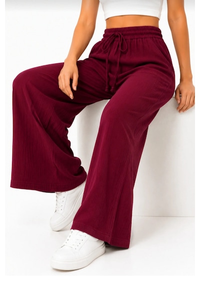 Comeor Comedy Bel Lastikli Geniş Paca Bordo Pantalon