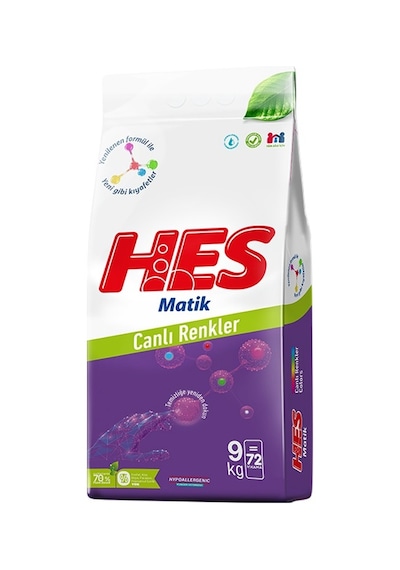 Hes Matik Toz Çamaşır Deterjanı 9kg Color/renkliler 72 Yıkama