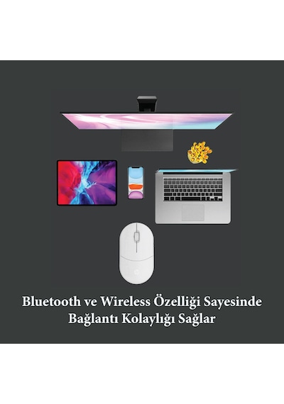 Hp TLM1 Wireless Bluetooth Kablosuz Sessiz Lazer Mouse
