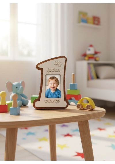 1 Yaş Doğum Günü Magnet 10'lu Fotoğraf Çerçeveli Ahşap