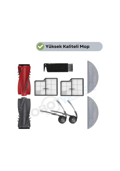 Roborock Saros 10 Uyumlu Fırça Hepa Filtre Mop Seti-8 Parça