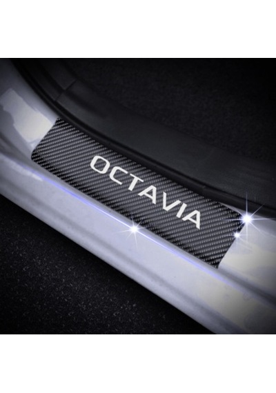 Octavia Carbon Fiber Kapı Eşiği Yazısı Sticker Boya Koruma