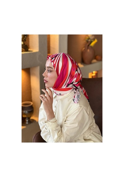 Mentoraly Modakaşmir Soyut Desenli Twill Eşarp pembe