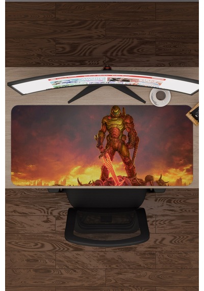 Doom Kaymaz Dikişli Kauçuk Oyuncu Mousepad V4 - 90x40 Xxl Gaming Mouse Pad Fare Altlığı