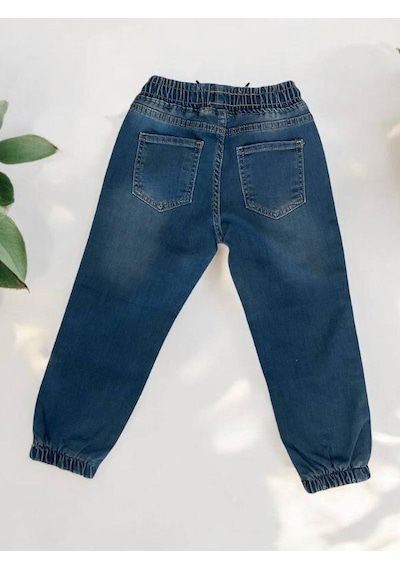 BREEZE Çocuk Beli Paçası Lastikli Lycralı Kot Pantolon-14954 Mavi