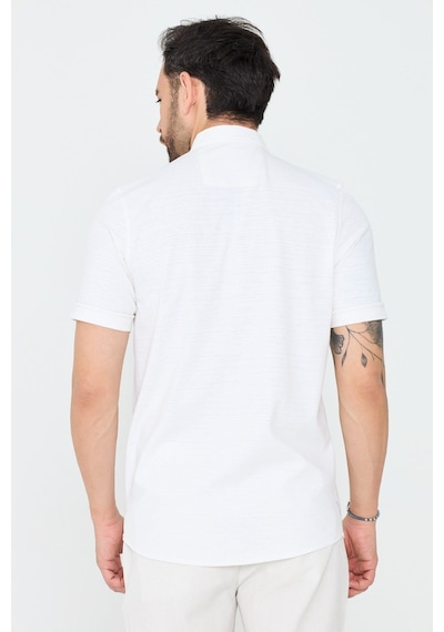 White Stone Beyaz Mikro Desenli Erkek Kısa Kollu Gömlek