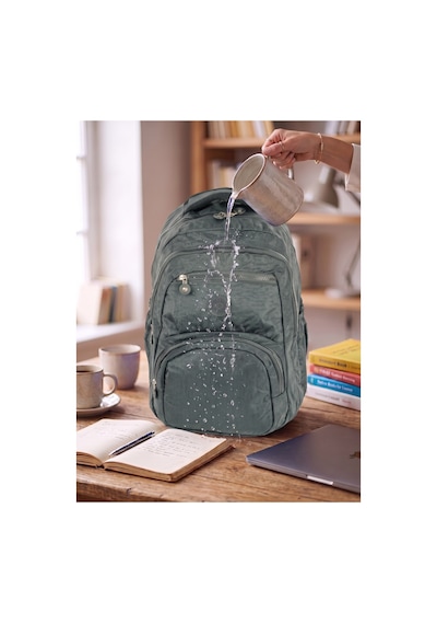 Unisex Su Geçirmez Çok Bölmeli Krinkıl Kumaş Okul Çantası Laptop Çantası Gri Gri