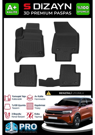 S-dizayn Opel Frontera Benzinli 3d Pro Havuzlu Paspas 2025 Üzeri A+ Kalite