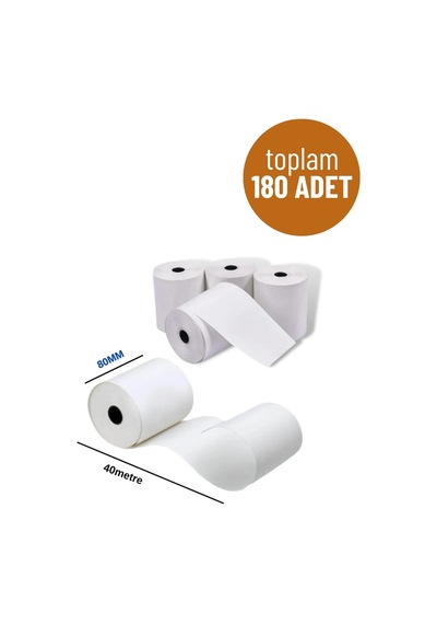 Termal Yazıcı Rulosu, Termal Adisyon Kağıdı 80 40 80mm X 40metre Adisyon Yazıcı Kağıdı 180 Adet