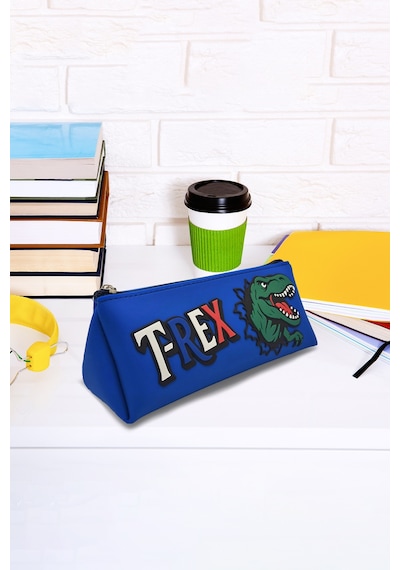 T-rex Tasarımlı Pvc Kalem Kutusu Dayanıklı Silikon Yapı, Çocuklar İçin Şık Ve Kullanışlı Saklama Kutusu, Çevre Dostu Ve Uzun Ömürlü Lacivert