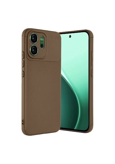 Oppo Reno 14f Kılıf Focus Carbon Desen Silikon Kapak Kahverengi