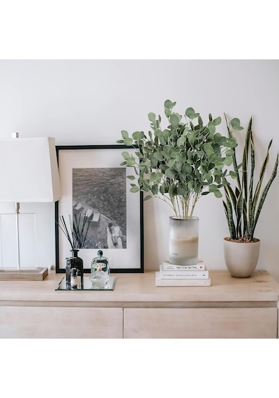Yapay Çiçek Yeşil Okaliptus Tek Dal Kumaş Yapraklı Uzun Dal 80cm Eucalyptus