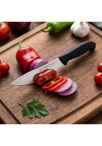 Sürmene Şef Aşçı Bıçağı Et, Ekmek, Sebze Günlük Genel Kullanım Mutfak Bıçak 32 Cm Sürbisa 61170 Siyah
