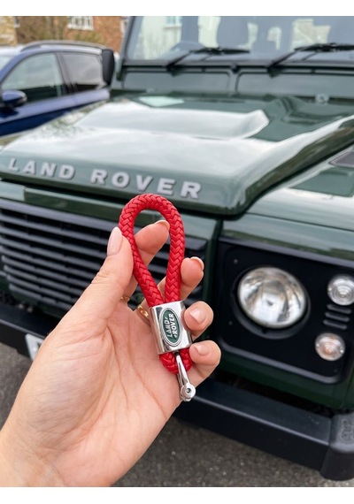 Kırmızı Deri Örgü Land Rover İle Uyumlu Anahtarlık Discovery Defender Range Rover Freelander