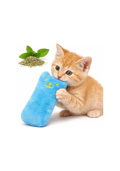 Madpet Catnip Kedi Oyuncağı Mavi Sesli Peluş Kedi Oyuncak, Isırınca Ses Çıkaran Plush Cat Toy, Yumuşak Dayan