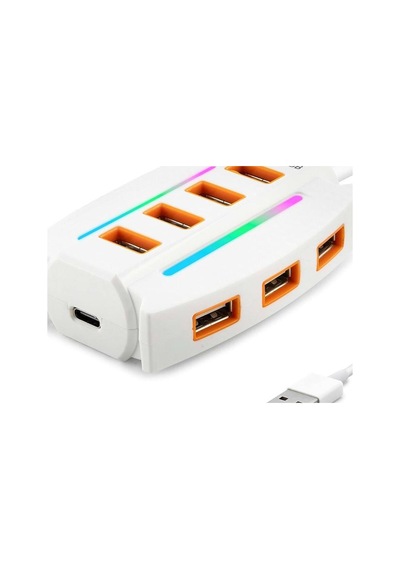 Usb Rgb Hub 10 Port 480 Mbps 1.2 M Beyaz Hdx7037 Evimdeyokyok