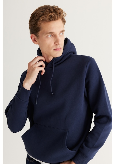 Ac&Co / Altınyıldız Classics Standart Fit Normal Kesim Kapüşonlu Kanguru Cepli Pamuklu Erkek Sweatshirt - Lacivert Ac&Co / Altınyıldız Classics Standart Fit Normal Kesim Kapüşonlu Kanguru Cepli Pamuklu Erkek Sweatshirt - Lacivert