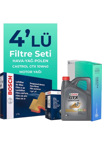 Bosch Fiat Albea 1.4 Benzinli Filtre Bakım Seti Castrol Motor Yağlı (2006-2012) 4 Lü