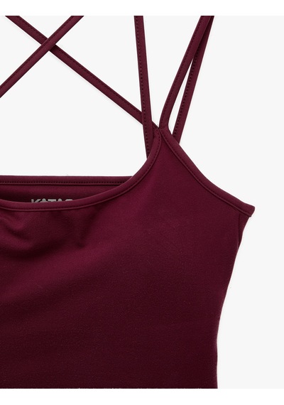 Koton Çapraz Askılı Crop Spor Atlet Slim Fit Sırt Detaylı Mürdüm 7wak30112nk 64x