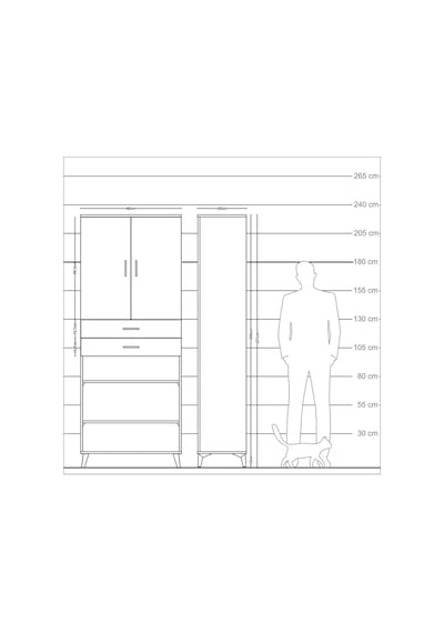 Arges Dolap 5 Raflı 2 Çekmeceli 2 Kapaklı 88x30x221 Çam-antrasit Atlas Çam