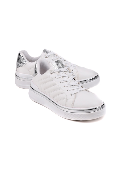 Stato Nova Kapitoneli Gümüş Detaylı Beyaz Kadın Sneaker