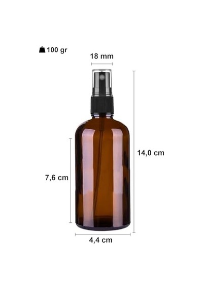 Afracam 100 Ml Siyah Spreyli Amber Cam Şişe 100 Cc Sızdırmaz Kapaklı Fısfıs Kahverengi Cam Şişe 6 Adet