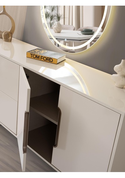 Vizyon Modern Dolaplı Çekmeceli Aynasız Konsol 180 45 85 Ekru