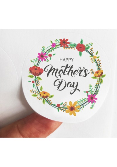 48 Adet 4 Cm Happy Mother's Day Baskılı Mat Etiket Sticker