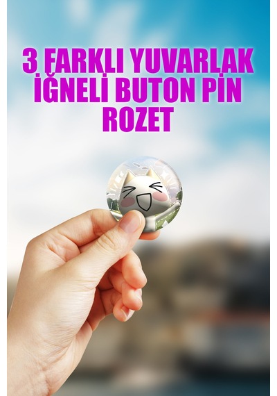 Toro Cat Rozet Çanta Süsü Rozet İğneli Buton Rozet Seti 3 Adet Üçlü