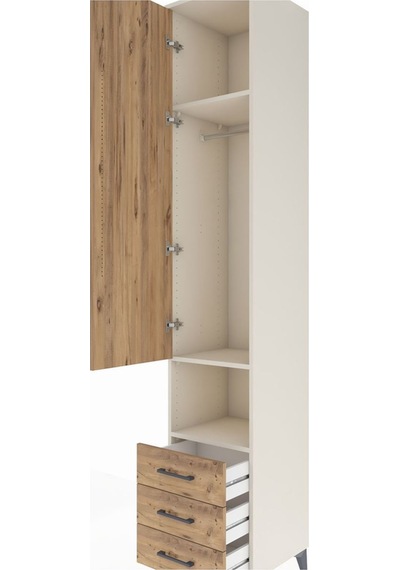 Hyperion Dolap 3 Raflı 3 Çekmeceli Tek Kapaklı 44x44x243 Aytaşı-çam Aytası